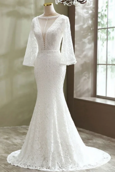Wedding Dresses Bridal Gown Wedding Gown Wedding Dress Elegant Wedding Dress Floor Length Custom Wedding Dress Long Sleeves