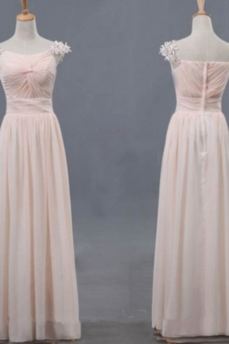 Pretty Light Pink Chiffon Cap Sleeves Chiffon Prom Dresses 2016, Long Prom Dresses 2016, Formal Dresses