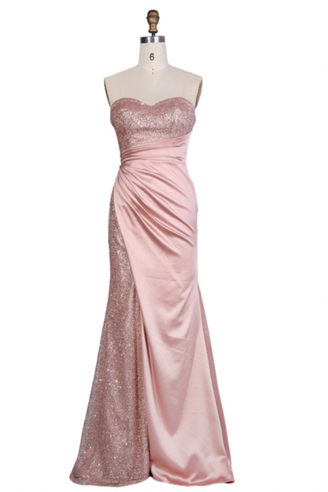 Prom Dresses Factory Direct Sell Strapless Chic Ruffle Sexy Sweetheart Shiny Evening Dresses