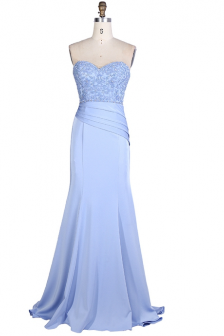 Prom Dresses Sweep Train Beaded Sweetheart Strapless Evening Dress For Banquet