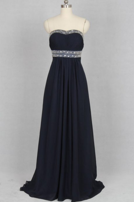 Prom Dresses Long Chiffon Sweetheart Prom Dresses Sexy Strapless Beaded Backless Evening Gowns - Formal Dresses, Party Dresses