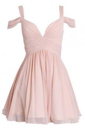 Charming Prom Dress,v Neck Prom Dress,chiffon Prom Dress,short Prom Dress