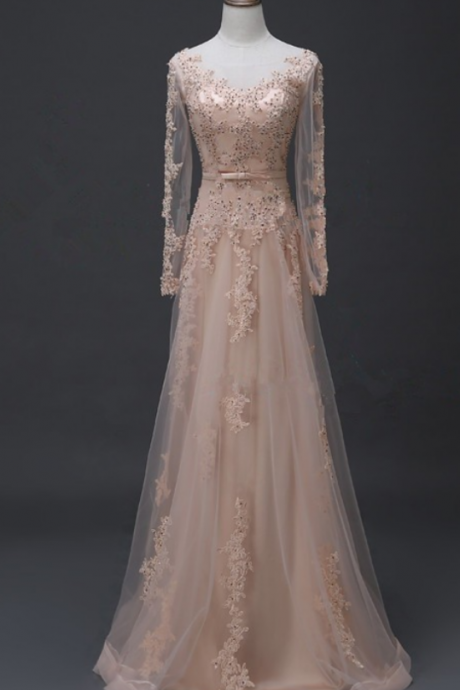 Charming Prom Dress, Elegant Prom Dresses, Long Sleeve Prom Dress, Tulle Evening Dress, Prom Dresses