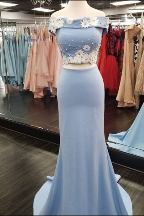 Charming Prom Dress, Blue Evening Dress, Sexy Long Prom Dresses