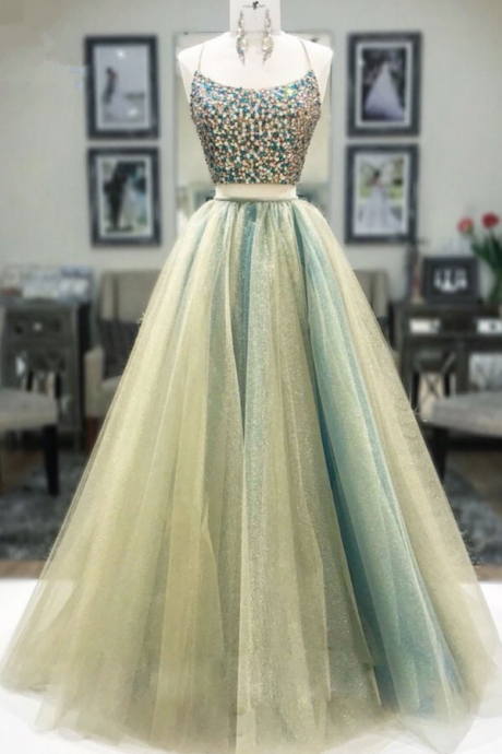 Kateprom Two Piece Prom Dresses, Green Prom Dress, Crystals Prom Dress, Prom Dress, Prom Gown, Vestido De Longo, Robe De Soiree, 2020 Prom