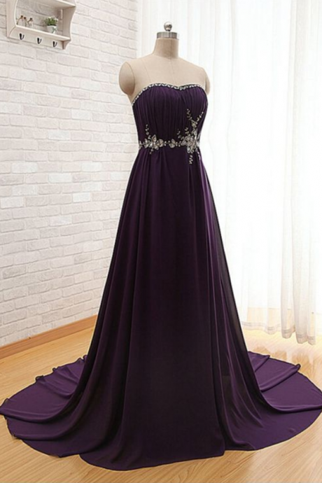 Sexy Prom Dress,purple Chiffon Prom Dresses