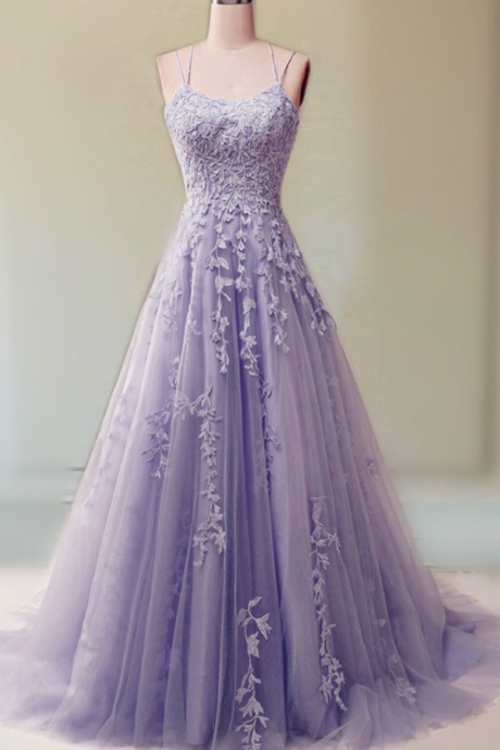 Purple Prom Dresses, Lace Applique Prom Dress, A Line Prom Dress, Robe De Soiree, 2021 Prom Dress, Prom Dresses,lavender Prom Dresses, Vestido