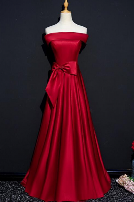 Prom Dresses Satin Long Party Gown, Off Shoulder Prom Dress