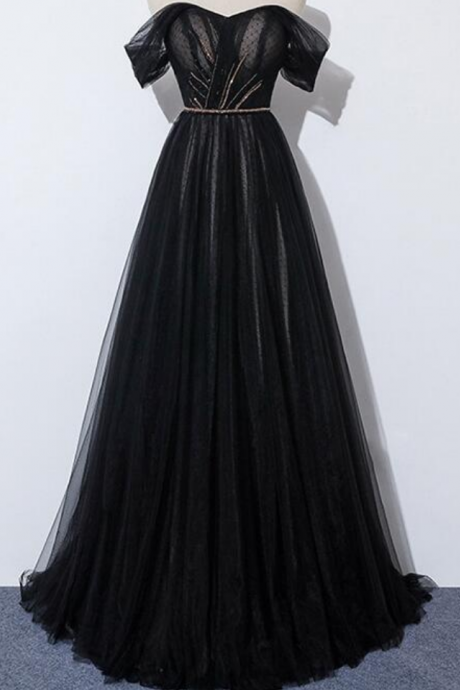 Prom Dresses Off Shoulder Sweetheart Tulle Long Party Dress, A-line Prom Dress Evening Dress