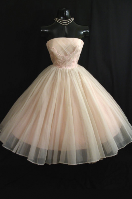 Ball-gown Prom Dress,short Prom Dress,strapless Prom Dress,tulle Prom Dress