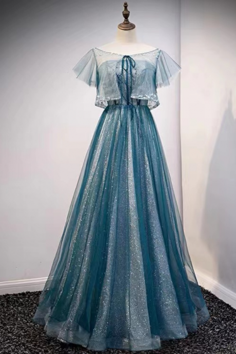 Blue Evening Dress, Strapless Prom Dress, Fairy Dress,custom Made
