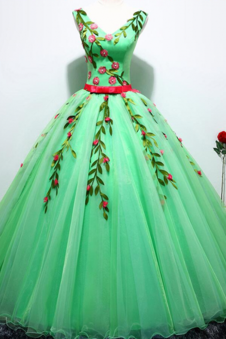 Vintage Green Tulle Pricess Prom Dresses Women Party Gowns ,plus Size Formal Evening Gowns , Girls Pageant Dress.wedding Prom Dresses