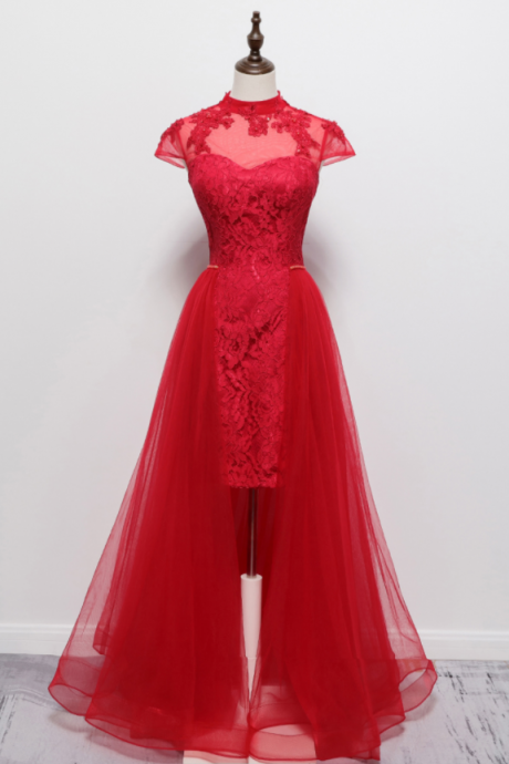 Lace Slim Slim Red Dress