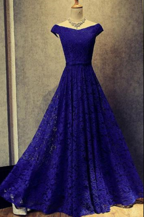 Charming Lace Prom Dress,Royal Blue Prom Dress,Prom Dress,Long Prom Dress