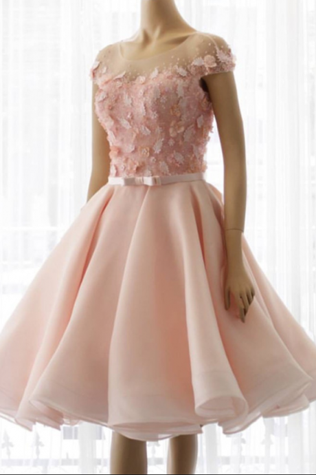 Charming Prom Dress, Sexy Prom Dress, Appliques Prom Gowns, Short Homecoming Dress,Elegant Pink Party Dress