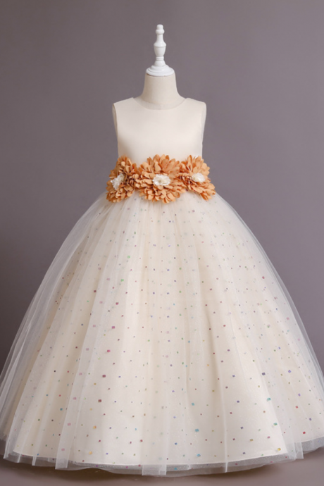 New girls' princess dress children's dress flower children's wedding dress fluffy dress