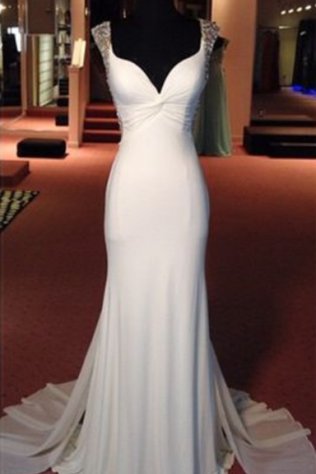 Charming Prom Dress,mermaid Prom Dress,beading Prom Dress,v-neck Evening Dress