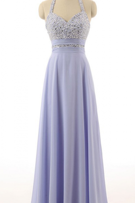 Lavender Prom Dress,halter Prom Dress,long Prom Dress,chiffon Prom Dress,party Dress
