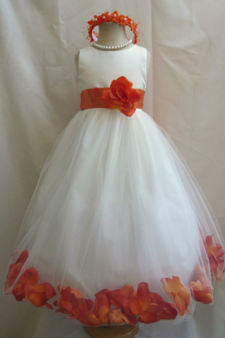  Flower Girl Dresses with Burnt Rose Petal Dress Wedding Easter Bridesmaid For Baby Children Toddler Teen Girls