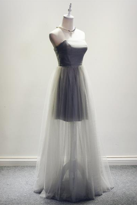 Long Homecoming Dress,Tulle Homecoming Dress,Simple Homecoming Dress