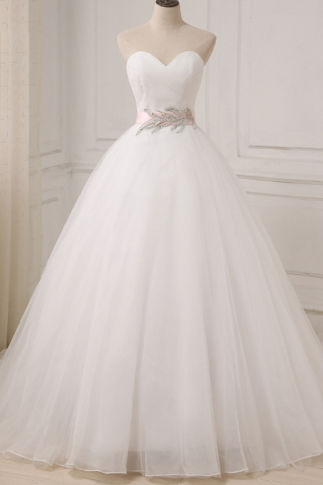 Wedding Dress,Sweetheart Sleeveless Bridal Dresses Ball Gown Organza Backless Appliques Bridal Gowns