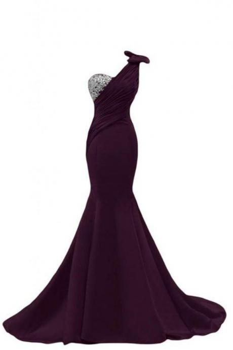 Prom Gown,grape Prom Dresses,one Shoulder Evening Gowns,simple Formal Dresses,one Shoulder Prom Dresses