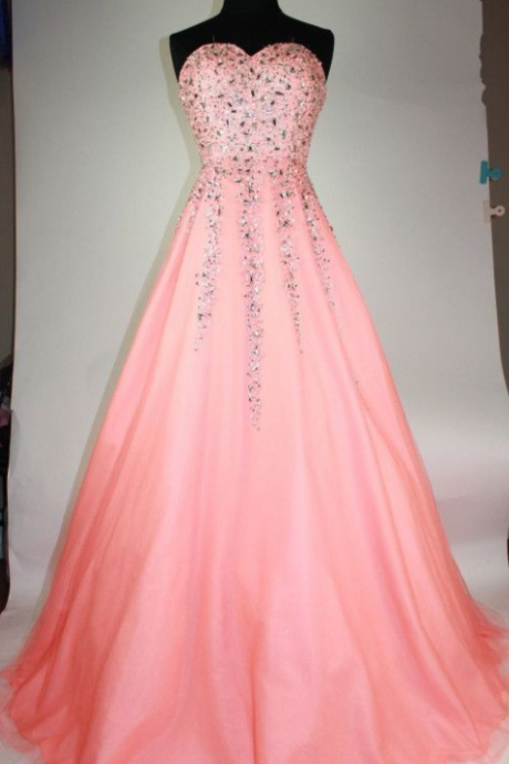 Tulle Crystal Beading Tulle A Line Prom Dress, Formal Long Homecoming Dress