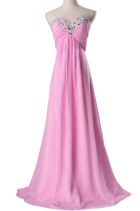 Pink Bridesmaid Dresses Beading Sweethear Robe Longue Formal Wedding Guest Dress Party Gowns For Prom