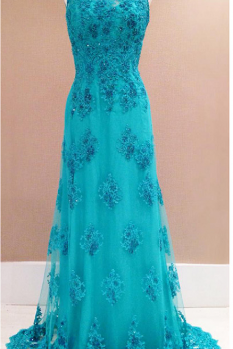 Prom Dresses,turquoise Lace Prom Dresses ,lace Prom Dress,sexy Prom Dresses,elegant Lace Evening Gowns,long Evening Dress, Pageant Dresses