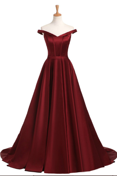 Burgundy Satin Prom Dress,long Prom Dresses,prom Dresses,evening Dress, Evening Dresses,prom Gowns, Formal Women Dress