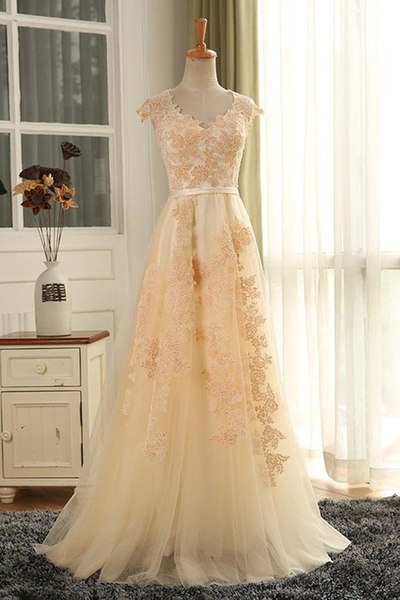 Elegant Long Customize Senior Prom Dress, Tulle Evening Dress