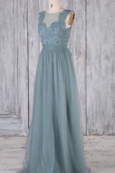 Stunning Long Lace Bridesmaid Dress