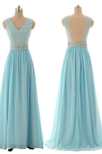 Prom Dress, Sexy Lace Prom Dresses,blue Prom Dress,modest Prom Gown,light Blue Prom Gown,evening Dress,backless Evening Gowns,party Gowns,formal