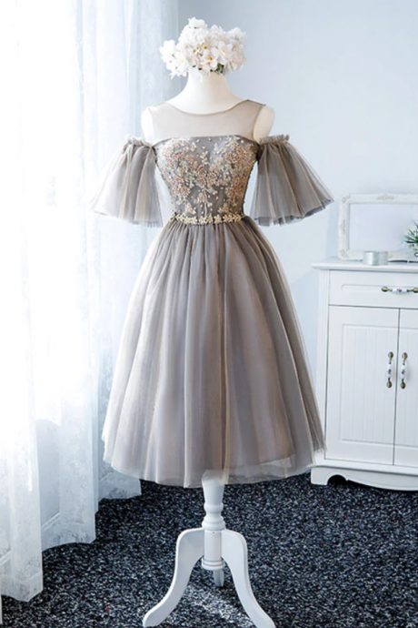 Homecoming Dresses,cute Round Neck Tulle Lace Short Prom Dress, Tulle Homecoming Dress