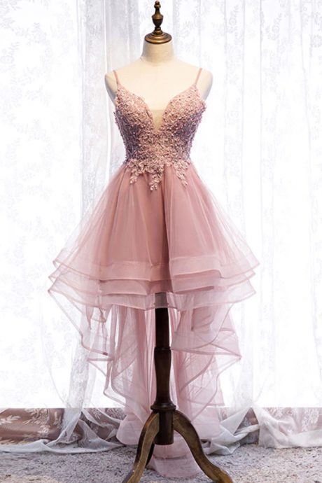 Homecoming Dresses,tulle Lace High Low Prom Dress, Homecoming Dress