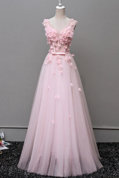 Prom Dresses,custom Made V Neck Tulle Long Prom Dress, Evening Dress