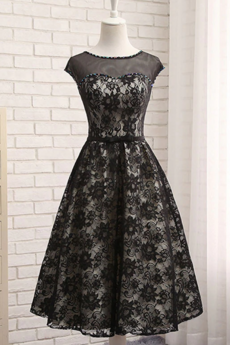 Prom Dresses,lace Tea Length Prom Dress,evening Dress