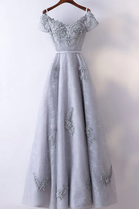 Prom Dresses,v Neck Lace Tulle Long Prom Dress Evening Dress