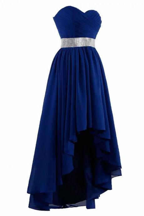 Sweet Blue Prom Dresses High Low Sweetheart Custom Made Long Dress Party Gowns Evening Dress Vestidos De Gala