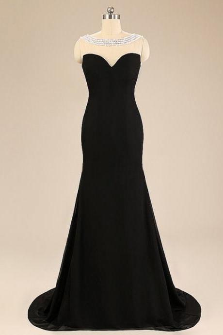 Black Prom Dresses,backless Prom Dress,mermaid Evening Gowns,party Dress,chiffon Prom Dress,long Prom Dresses