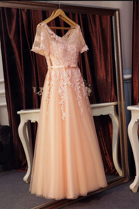 Prom Dresses,lace Tulle Long A Line Prom Dress, Evening Dress