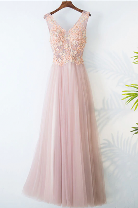 Prom Dresses,v Neck Lace Long Prom Dress, Evening Dress