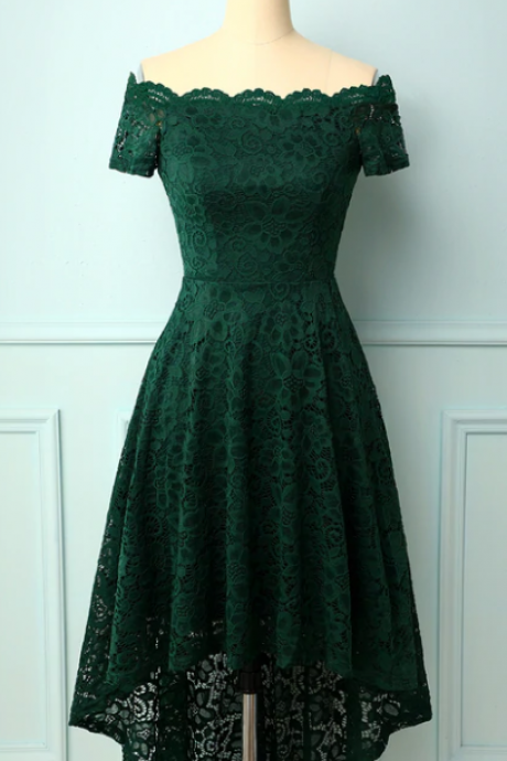 Dark Green Off The Shoulder Dress Lace Formal Party Dress Prom Dresses
