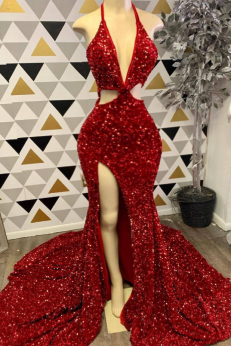 Sequin red prom dress, red long mermaid prom gown, wedding anniversary party dress, Prewedding shoot,bridal reception dress different colors