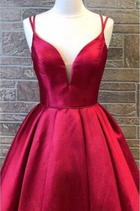Prom Dresses,straps Satin Homecoming Dress With Bow Back,simple Short Prom Dress