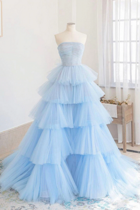 prom Dresses,tulle long prom dress, tulle evening dress