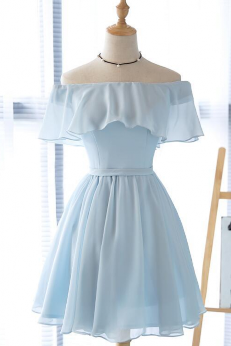 Homecoming Dresses,lovely Short Chiffon Off Shoulder Simple Party Dress, Knee Length Formal Dress