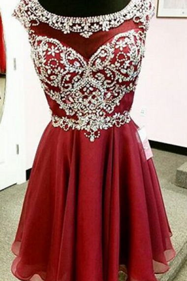 Red Homecoming Dresses,junior Homecoming Dresses,beaded Homecoming Dress,short Homecoming Dress, Chiffon Homecoming Dress, Short Prom Dresses