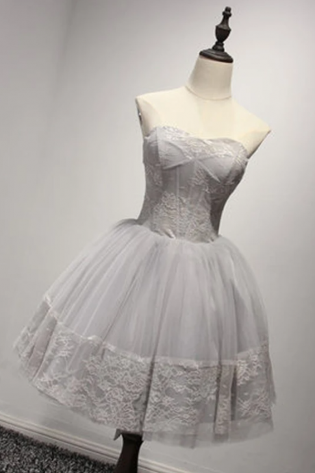 A-line Strapless Short,mini Sleeveless Tulle Homecoming Dress/short Dress
