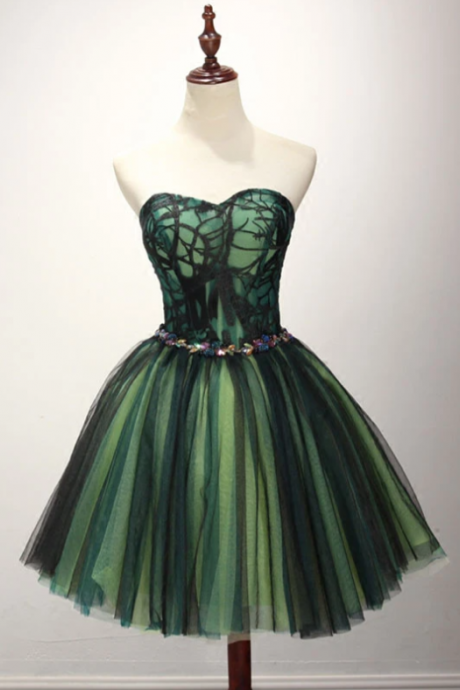 Stylish Tulle Lace Short Prom Dress, Cute Homecoming Dress